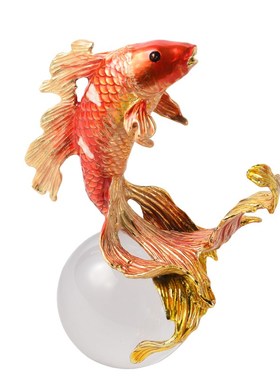 现代鸿运锦鲤鱼水晶球装饰品摆件高端客厅玄关办公室家居工艺品