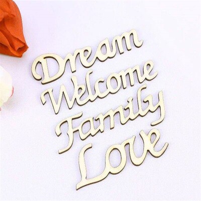 Welcome Printed Words Wooden Hanging Wall Door Hangtag