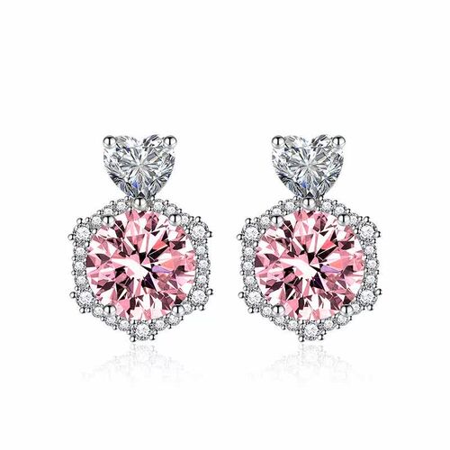Simulation color teasure pink diamond heart-shaped pendant h