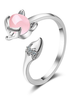 Exquisite Opal Fox Rings For Women Shiny Zircon Animal Rabbi