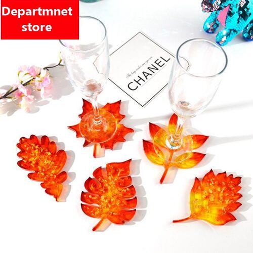 5pc Leaf Coaster Mold DIY Handmade Crystal Epoxy Mold Silico