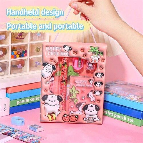 6Pcs Cartoon Stationery Set Cute Pencil Sharpener Eraser