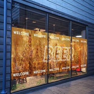 酒吧腰线玻璃贴创意网点半透膜啤酒节个性底纹布置餐厅静电无胶贴