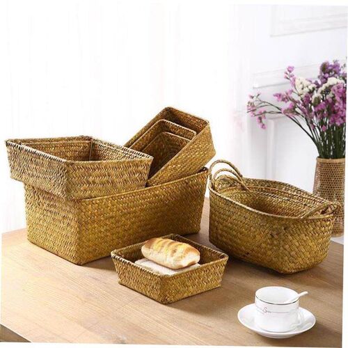 bamboo storage basket box desktop small rattan woven basket