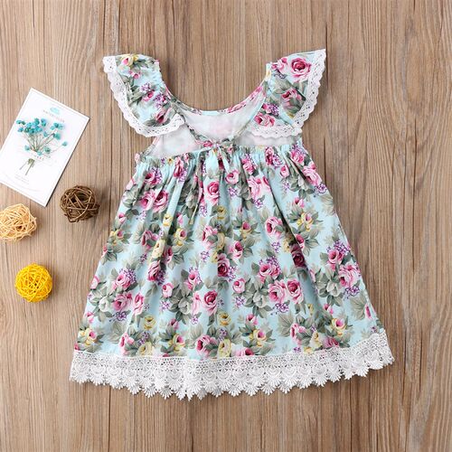 2-7Y Baby Girls Summer Dress Kids Clothing Sleevelss Lace Fl