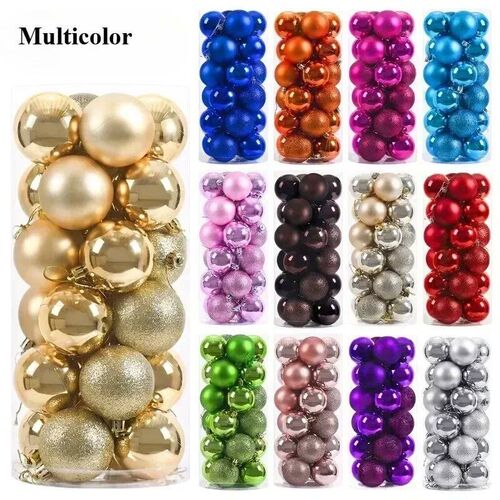 24Pcs 3/4/6CM Christmas Balls Big Ball Christmas Tree Pendan