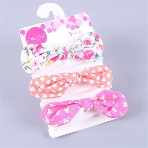 3pc Baby Headband Floral Headband Bow Print Girls Hair