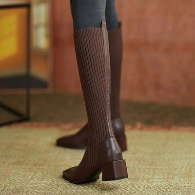Comemore Sock Boots Women 2023 Winter Knee High Knitting War