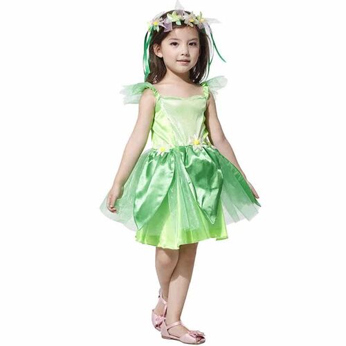 Carnival Halloween Lady Kid Green Tinker Elf Fairy Costume