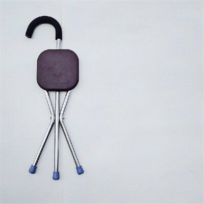 Crutch Stool Stainless Steel Folding Cane Seat Outdoors