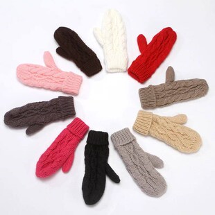 Twist Halte Women Knit Winter Female Mittens Fashion Flowers