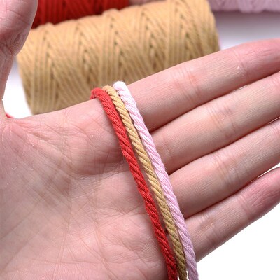 28meters/Roll 3mm Colorful Cotton Thread Macrame Cord Twine