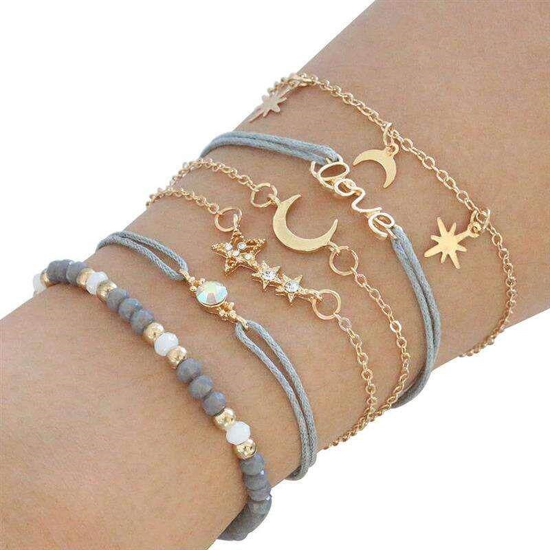 New girl accessories Bohemian stars moon brlet少女手链