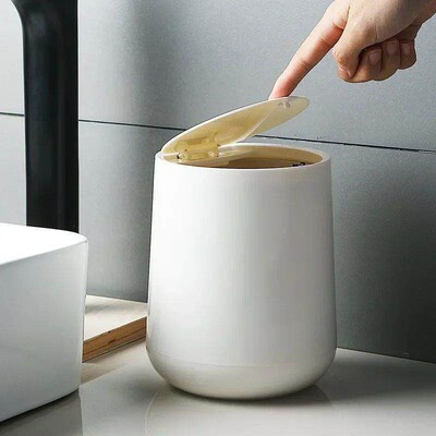 Small Round Plastic Trash Can Wastebasket Garbage Container