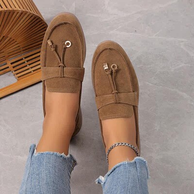 Womens Flat Shoes 2023 Summer New Leather Loafers Multi-Col