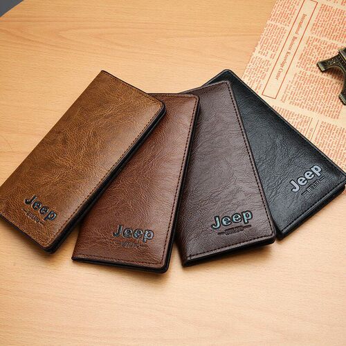 Mens Wallet Soild Color Retro Long Clutch Bag PU Leather Bu