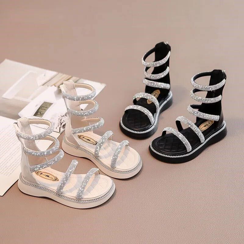 Summer Childrens Girls Gladiator Sandals Rhinestone Crysta