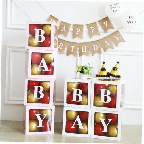 Baby Shower Decorations Boy Girl 30cm Transparent Box First