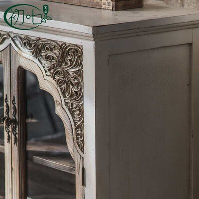 Vintage Distessed Glass Cabinet Wedding Decoration Sideboard