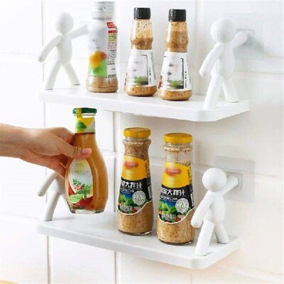 Self-adhesive Bathroom Shampoo Storage Racks Plastic Shelf