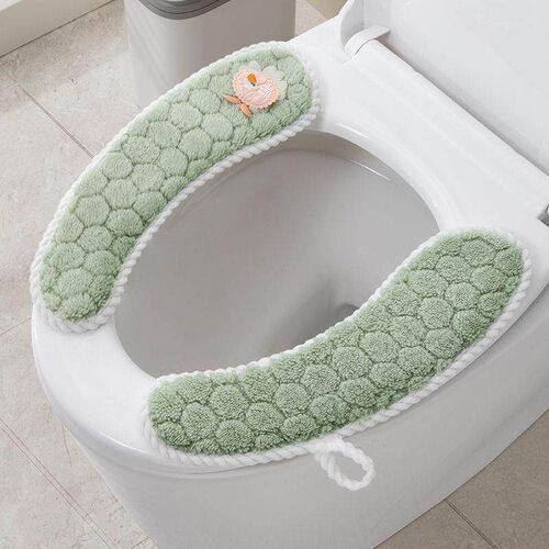 *Winter Thickened Flannel Toilet Seat Cover with Adhesive, W