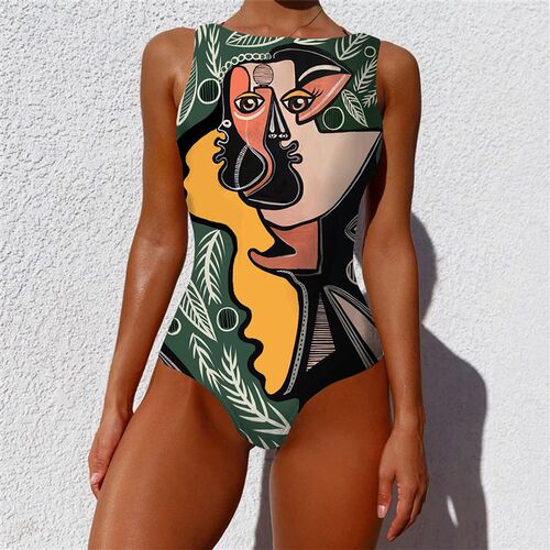 2023 New Swimsuit Women One Piece Swimsuit Graffiti Abstract