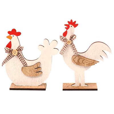 Easter Wooden Rooster Ornaments Christmas Wooden Ornaments H