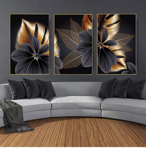 Art Painting Nordic Living Room Decoration Picture Black Gol