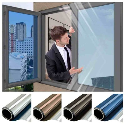 One Way Mirror Window Film Privacy Stained Glass Vinyl for H