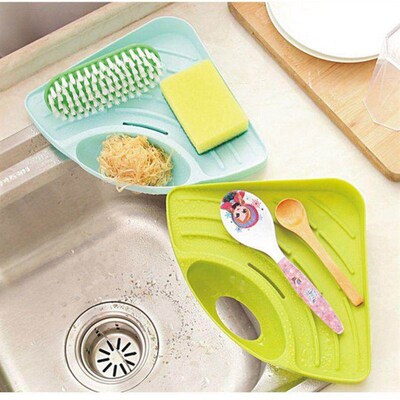 Kitchen Sink Triangle Drain Rack with Suction Cups, Vegetabl