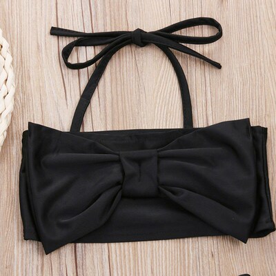 Kids Girls Lace Up Cute Casual Bow Striped Tankini Bikini Se