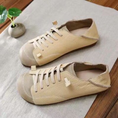 Moccasin Womens Shoes Half Slippers Flat Bottom Lace-Up Loa