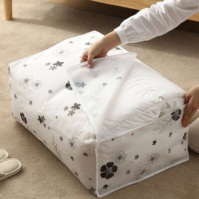 Hot Sale Foldable Quilt Storage Bag Feather Print Home Cloth