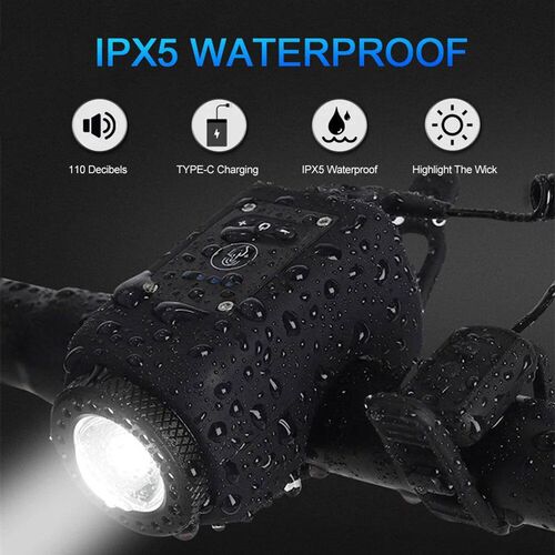 110dB Bicycle Horn Front Light Rechargeable Bike Motorcycle