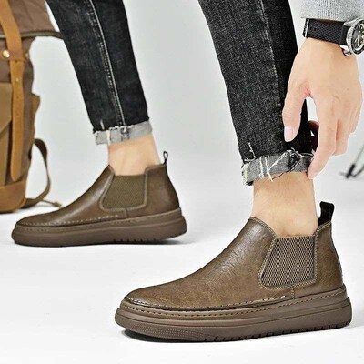 British Style Chelsea Boots Men Ankel Shoes Business Dress B