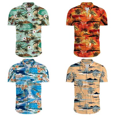 Festive Carnival Short Sleeve Hawaiian Shirt Men Summer Mens