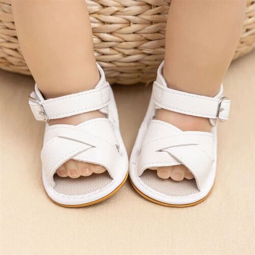Meckior Newborn Baby Sandals Flats PU Leather Rubber Sole An