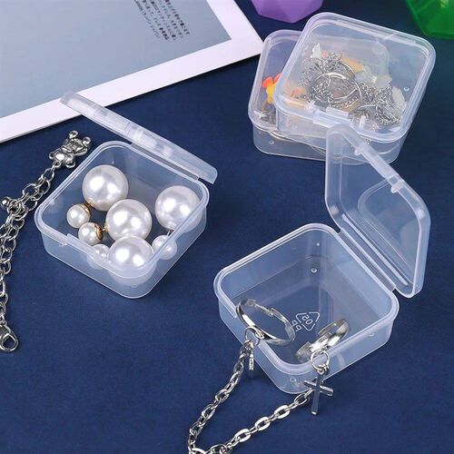 Mini Plastic Box Transparent Square Storage Container Case D
