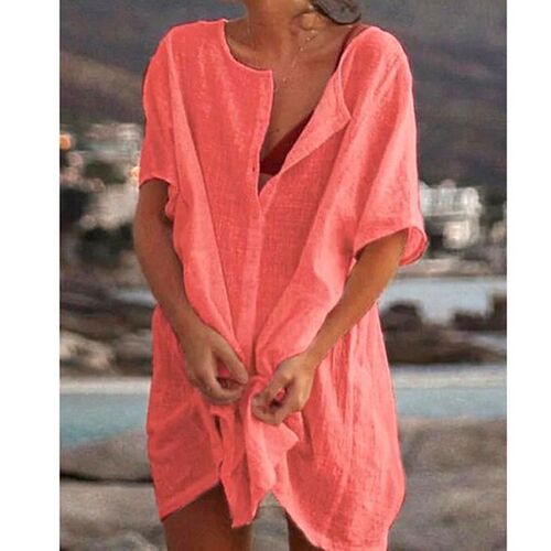 Cotton Womens Dress White Oversize Casual Beach Dresses