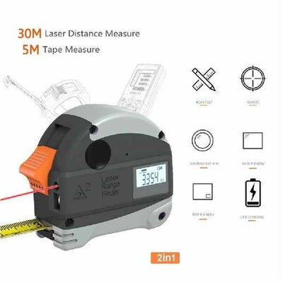 30M Laser Rangefinder + 5M Anti-fall Steel Tape Metric and