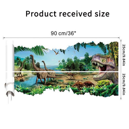 3D Wall Crack Sticker Jungle Dinosaur Wall Decal SelfAdhesiv