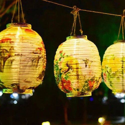 Chinese Style Ink Lantern Cloth Lamp Shade With Accessory