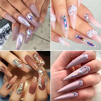 Bulk Wholesale Glitter Non Hotfix Rhinestones Nails Crystals