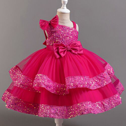 Childrens Dress Sequin Puff Mesh Cake Princess Dress Baby G
