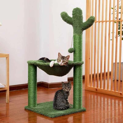 Cute Cactus Pet Cat ree Toy with Ball Scratching Post for Ca