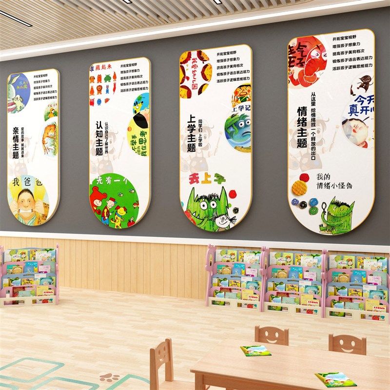 绘本馆环创图书角布置装饰画阅读区墙面儿童览室幼儿园文化贴互动,家居饰品,文化墙贴,淘宝优惠券,粉丝福利购,淘宝优惠卷