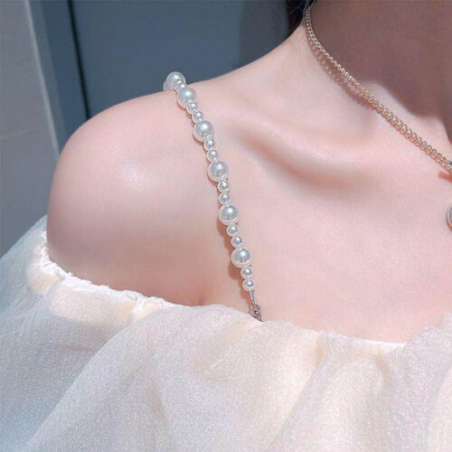 Crystal shoulder strap dress with detachable metal straps, a