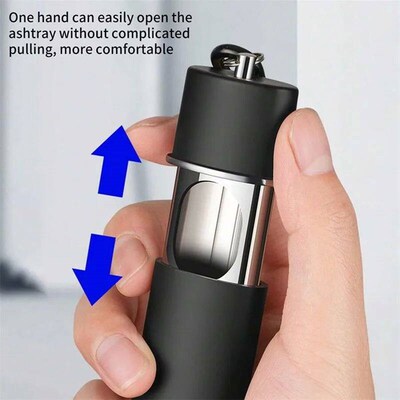 Portable Pocket Size Ashtray Keychain With Carrier Hook Mini