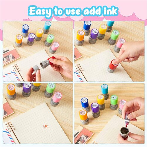 8Pc teacher kids stamp Self Inking Stamps Grading Motivation
