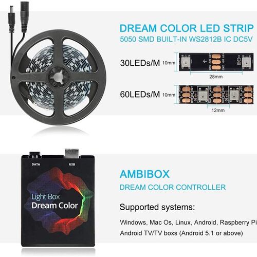 DIY Ambilight TV PC Dream Screen USB LED Strip HDTV Computer